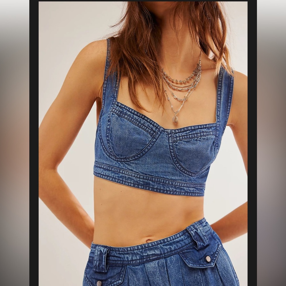 TOP from Free People Maddox Set in Blue Shadow XS